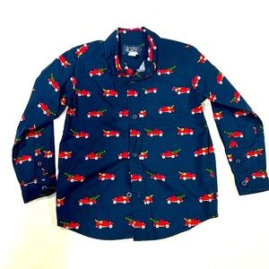 Christmas Red Truck Button down dress shirt Size 4T.